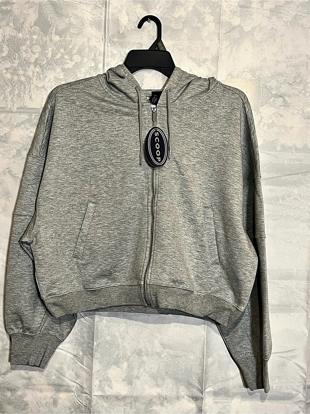NWT Scoop Gray Cropped Full-Zip Hoodie Sweatshirt